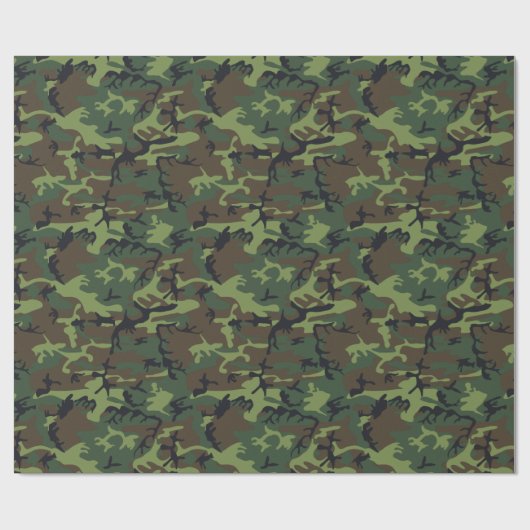 Groen en bruin getextureerde digitale camouflage cadeaupapier (Vlak)
