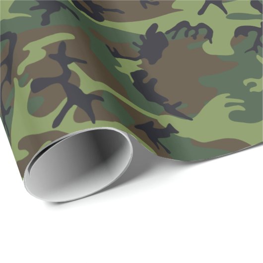 Groen en bruin getextureerde digitale camouflage cadeaupapier (Rol Hoek)