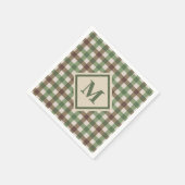 Groen en bruin Gingham Pset met Monogram Picnic Servet (Hoek)