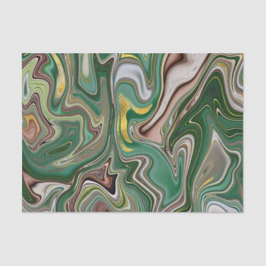 Groen en Bruin/Gouden Agaat patroon 2 Tissuepapier (Voorkant)