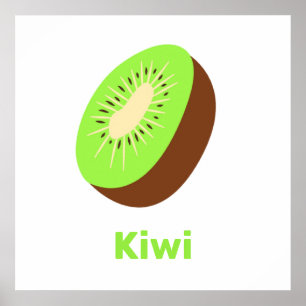 Groen en bruin kiwi met woorden poster