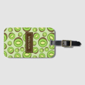 Groen en bruin kiwi's met aangepaste naam bagagelabel (Voorkant (horizontaal))