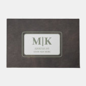 Groen en bruin leder op maat deurmat (Voorkant)