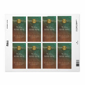 Groen en Bruin Monogram Bruiloft Mini Wijn Labels (Full Sheet)