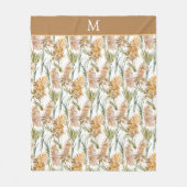 Groen en bruin Pampas Grass Monogram Fleece Deken (Voorkant)