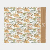 Groen en bruin Pampas Grass Monogram Fleece Deken (Voorkant (Horizontaal))