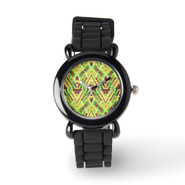Groen en bruin patroon horloge (Voorkant)