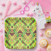 Groen en bruin patroon papieren bordje (Feest)