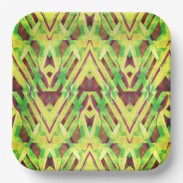 Groen en bruin patroon papieren bordje