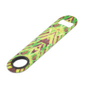 Groen en bruin patroon speed flessenopener (Voorkant Gekanteld)