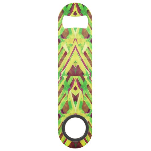 Groen en bruin patroon speed flessenopener (Voorkant)