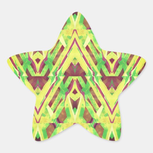 Groen en bruin patroon ster sticker (Voorkant)