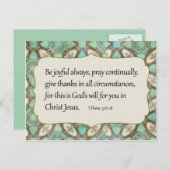 Groen en bruin patroon: vreugde bijbelversie briefkaart (Voorkant / Achterkant)