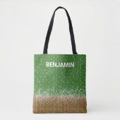 Groen en bruin Pixel-ontwerp met Mijnnaam Tote Bag (Voorkant)