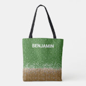 Groen en bruin Pixel-ontwerp met Mijnnaam Tote Bag (Achterkant)