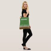 Groen en bruin Pixel-ontwerp met Mijnnaam Tote Bag (Op model)