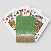 Groen en bruin pixelontwerp met aangepaste naam pokerkaarten (Achterkant)