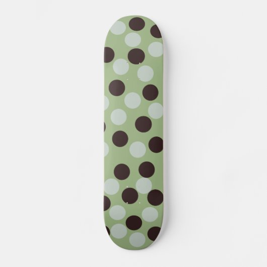 Groen en Bruin Polka Dot Skateboard (Voorkant)