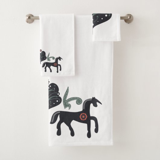 Groen en Bruin Scandinavisch Bad Handdoek (Insitu)