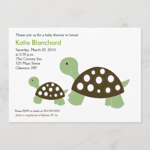 Groen en bruin schildpad Modern 5x7 Baby shower Kaart