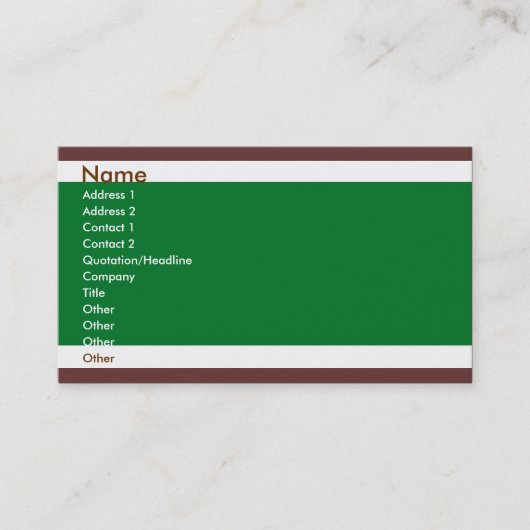 Groen en bruin visitekaartje (Voorkant)