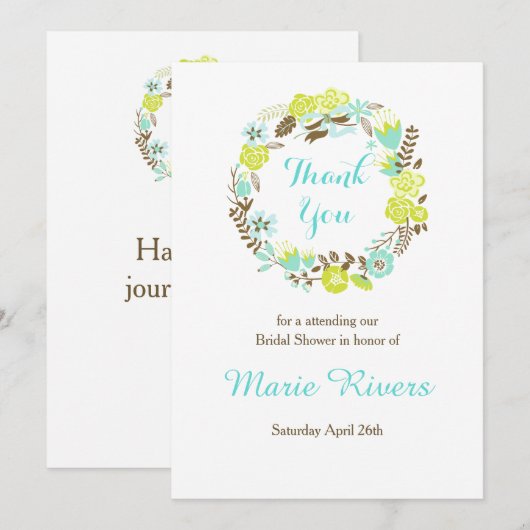 Groen en bruin Vrijgezellenfeest Bedankkaart (Voorkant / Achterkant)