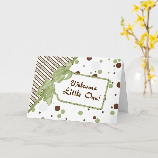 Groen en bruin — welkome kleine 1-felicitatiekaart kaart (Gele Bloem)