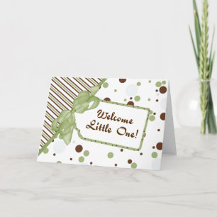Groen en bruin — welkome kleine 1-felicitatiekaart kaart
