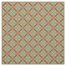 Groen en Coper Oranje Scroll Grid Pattern Stof