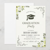 Groen en Cream Floral Afstuderen Kaart (Voorkant / Achterkant)