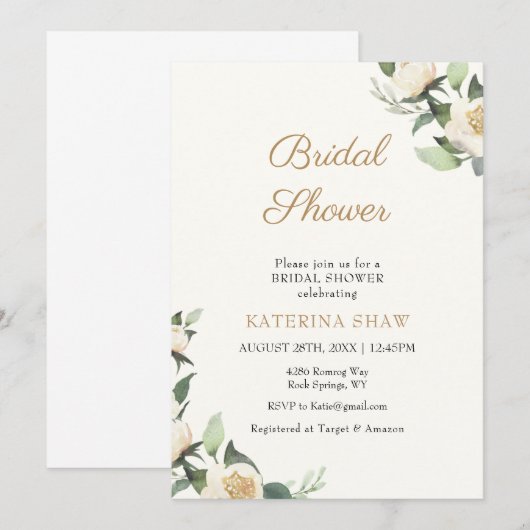 Groen en Cream Minimalistisch Bloemen Vrijgezellen Kaart (Voorkant / Achterkant)