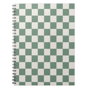 Groen en crème geruit klassiek dampatroon notitieboek