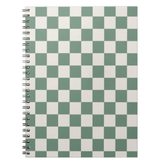 Groen en crème geruit klassiek dampatroon notitieboek