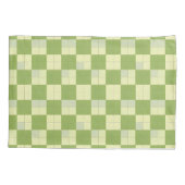 Groen en Crème Geruit Tegel Patroon Kussensloop (Achterkant)