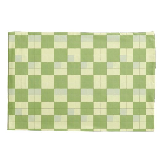 Groen en Crème Geruit Tegel Patroon Kussensloop (Achterkant)