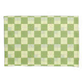 Groen en Crème Geruit Tegel Patroon Kussensloop (Voorkant)