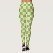 Groen en Crème Geruit Tegel Patroon Leggings (Achterkant)