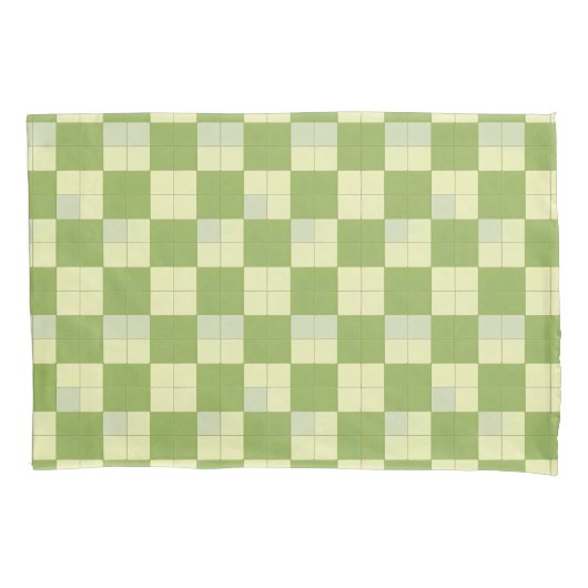 Groen en Crème Geruit Tegelmotief Kussensloop (Voorkant)