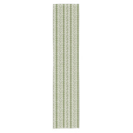 Groen en Crème Ikat, Gebandeerde Scallop Korte Tafelloper