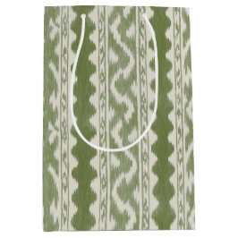 Groen en Crème Ikat, Schulpatroon Medium Cadeauzakje