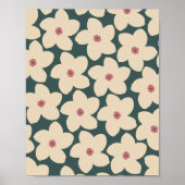 Groen en crème Retro bloem Poster (Voorkant)