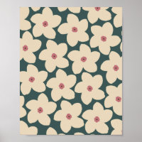 Groen en crème Retro bloem