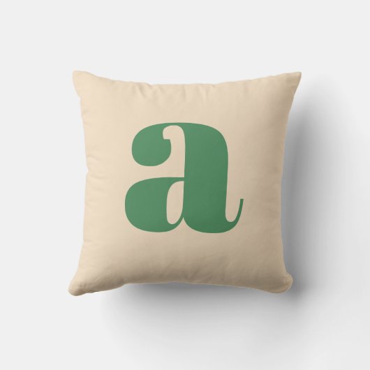 Groen en crème retro modern initiaal kussen (Achterkant)