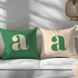 Groen en crème retro modern initiaal kussen