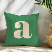Groen en crème retro moderne initiaal kussen