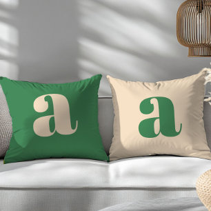 Groen en crème retro moderne initiaal kussen