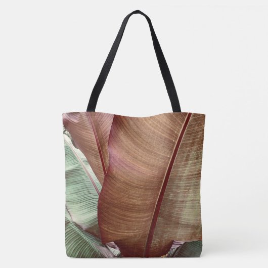 Groen en diep rood blad tote bag (Achterkant)