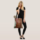 Groen en diep rood blad tote bag (Op model)