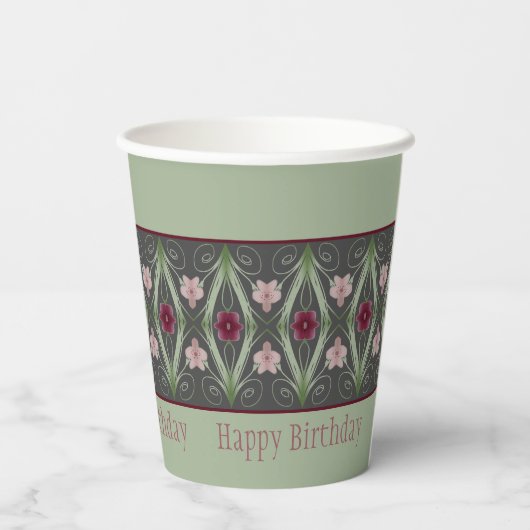 Groen en Donkergrijs Papieren Bekers (Achterkant)