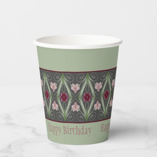 Groen en Donkergrijs Papieren Bekers (Voorkant)